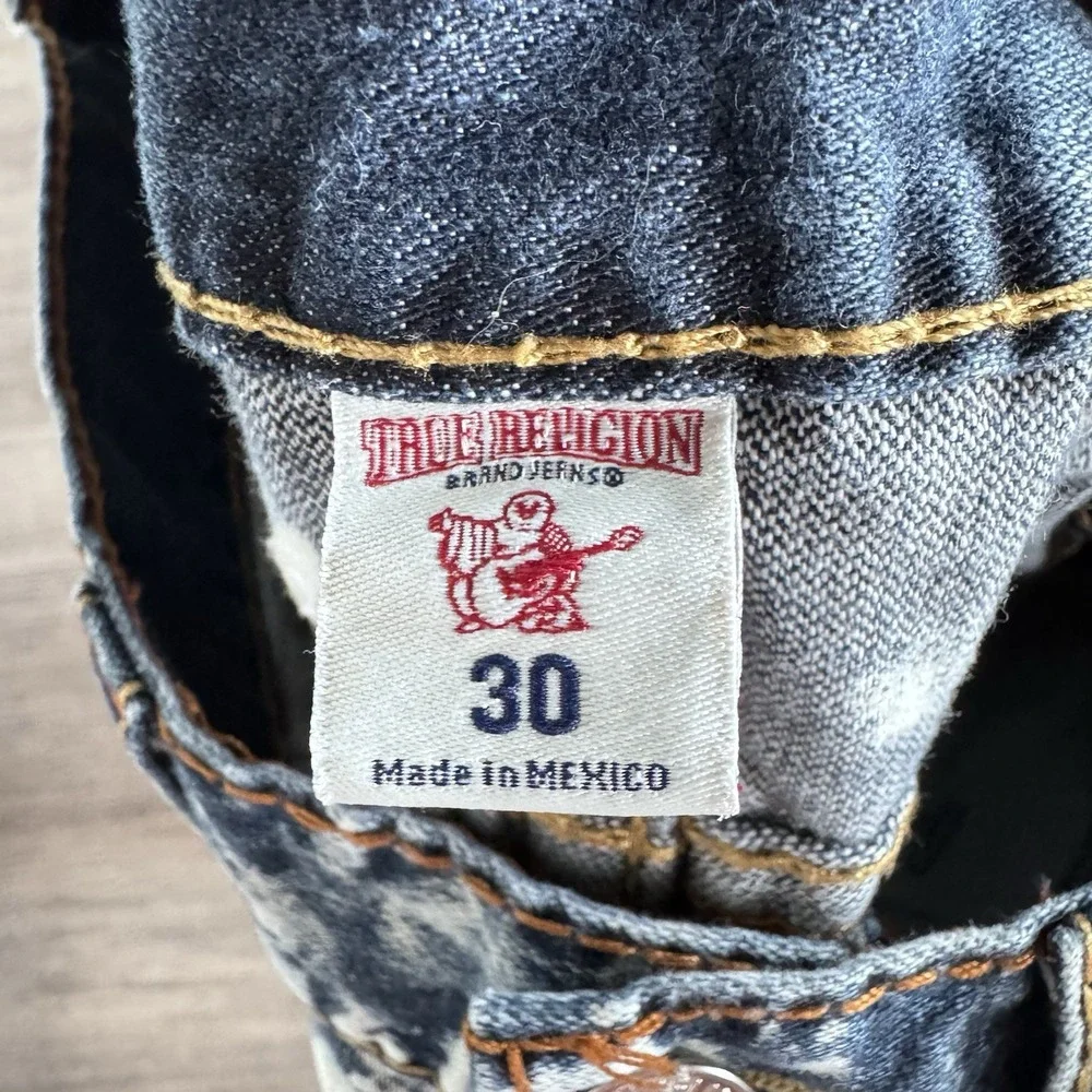 True Religion Men's Straight Blue Acid Wash Denim Shorts Tag 30(actual 34